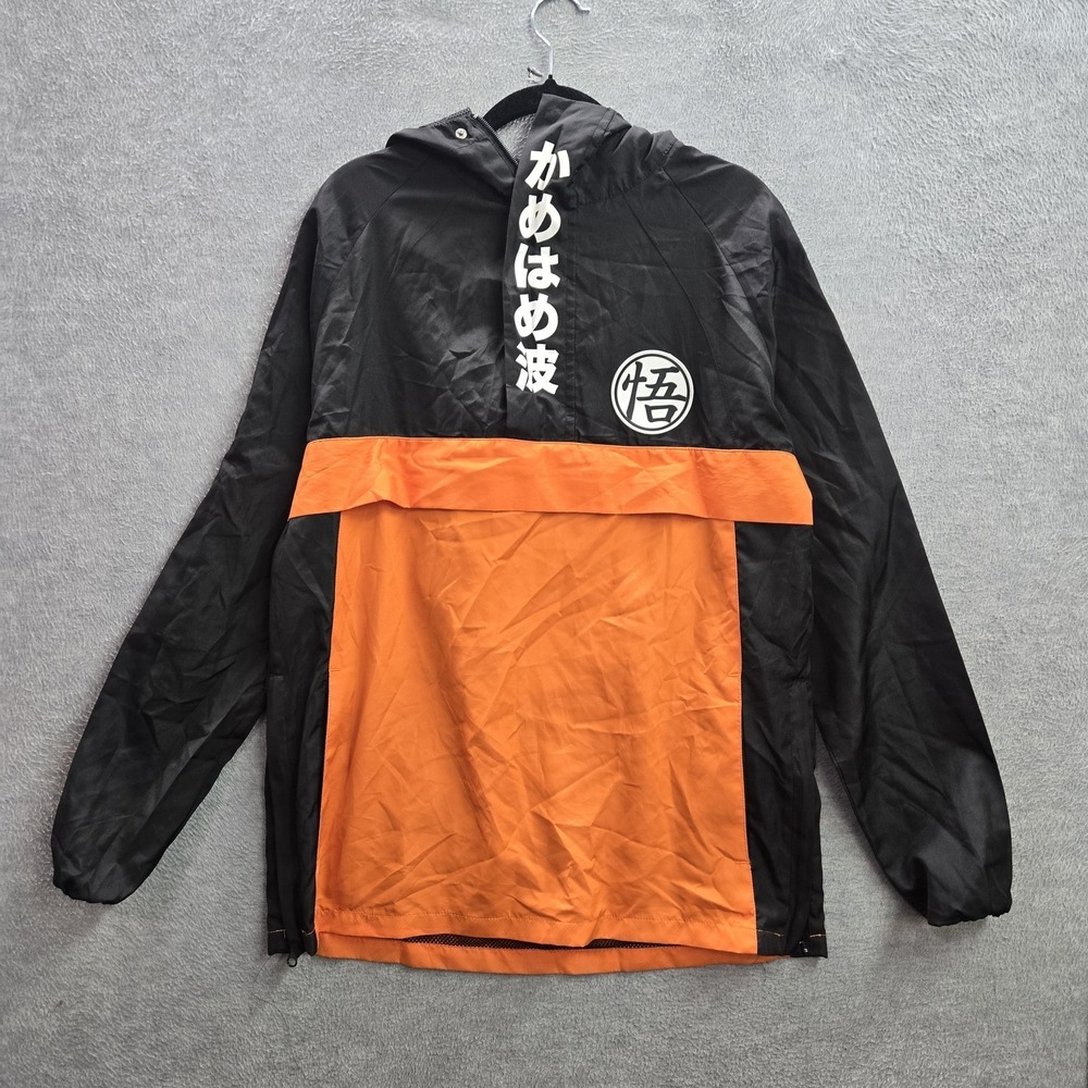 Dragon Ball Z  Men Jacket XS‎ Black Colorblock Kamehameha Anorak Pullover